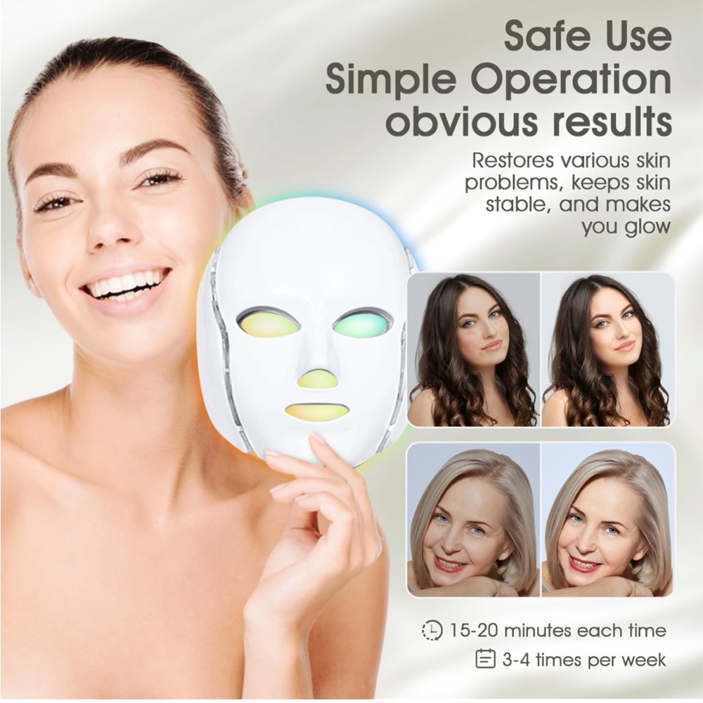 7 Color LED Face Mask- Light Therapy - Picture 3 of 14